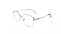 Soigné Female Medium Cat Eye Spectacle Frame.Golden Metal Frame