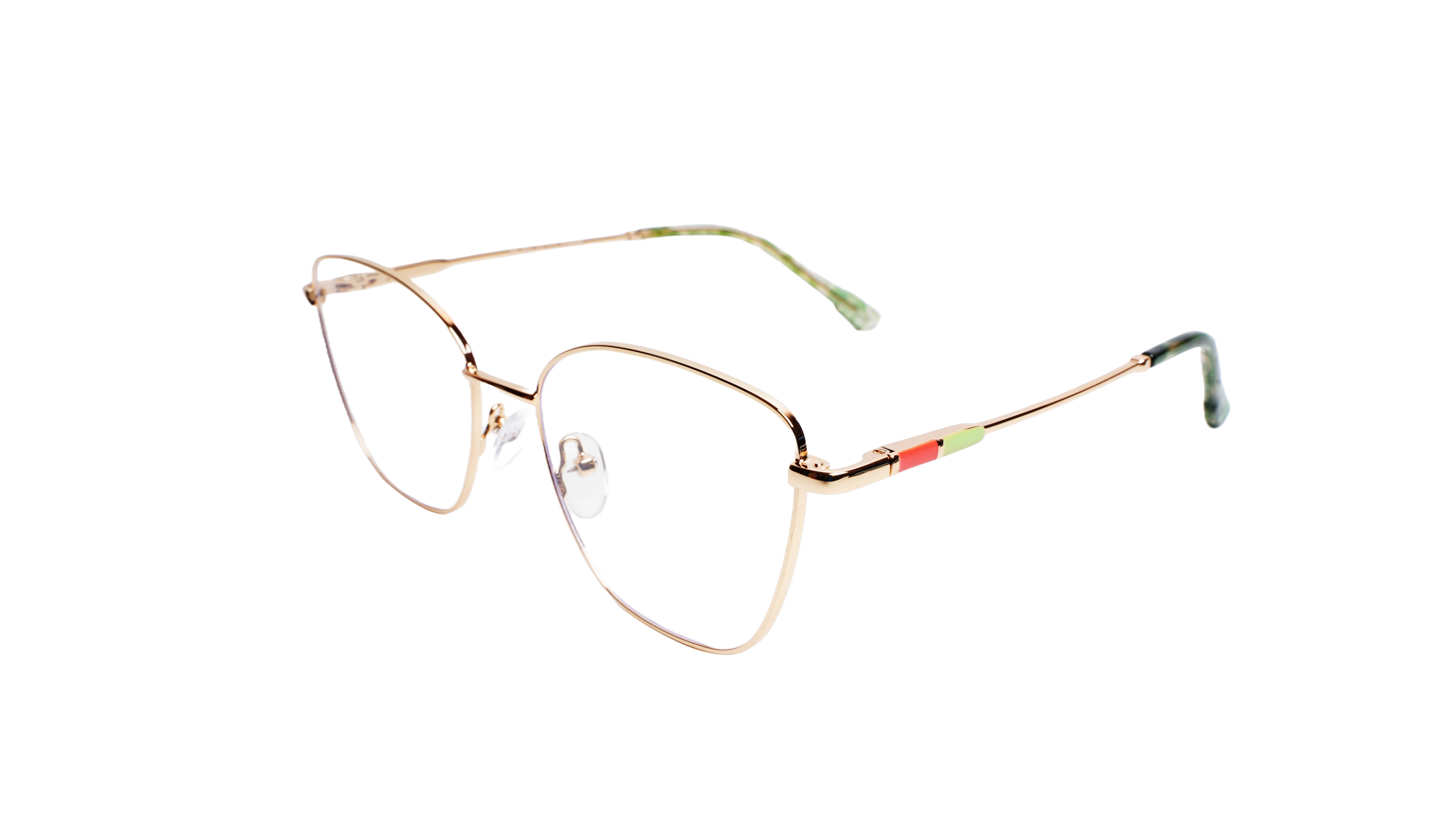 Soigné Female Medium Cat Eye Spectacle Frame.Golden Metal Frame