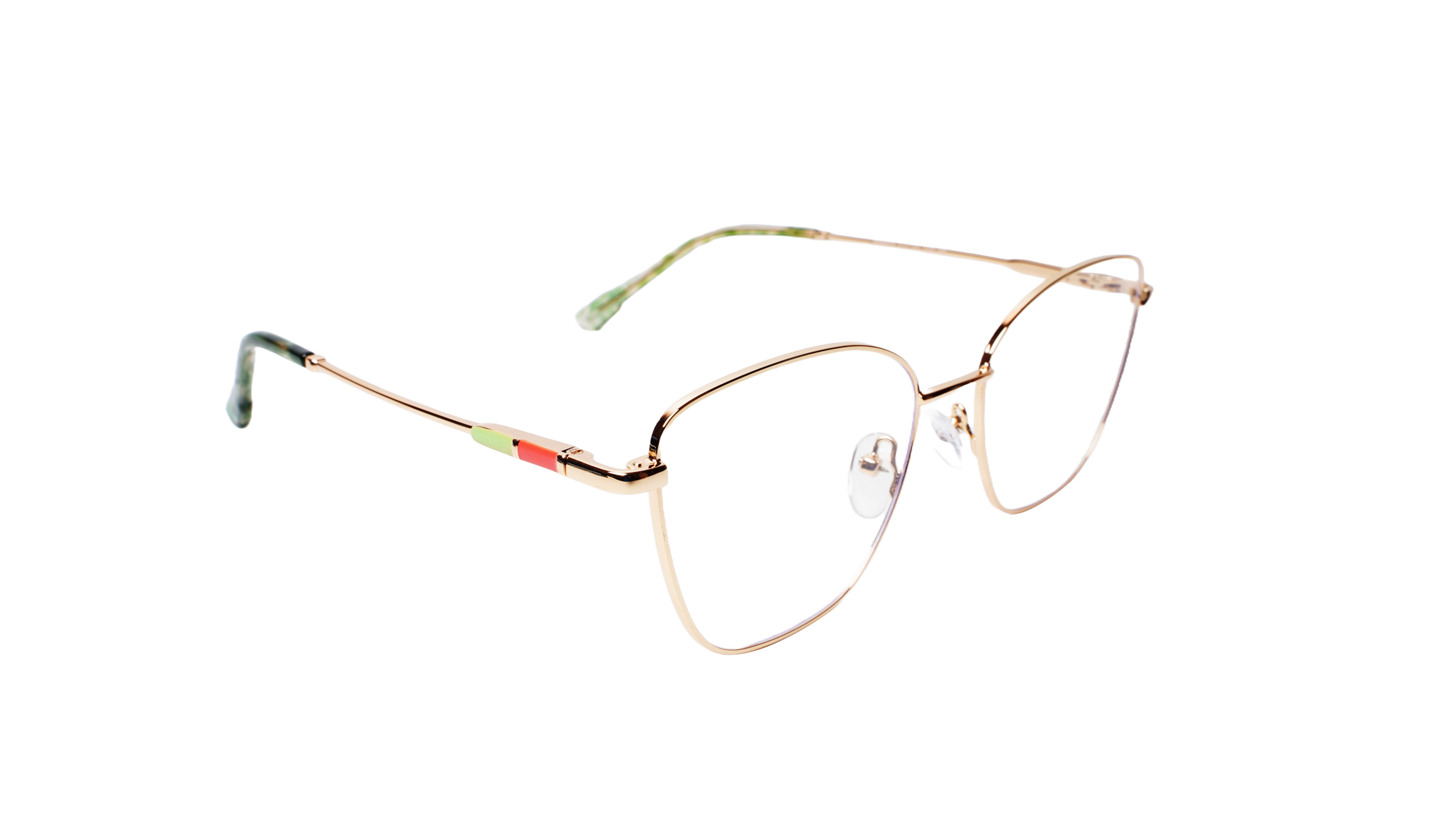 Soigné Female Medium Cat Eye Spectacle Frame.Golden Metal Frame