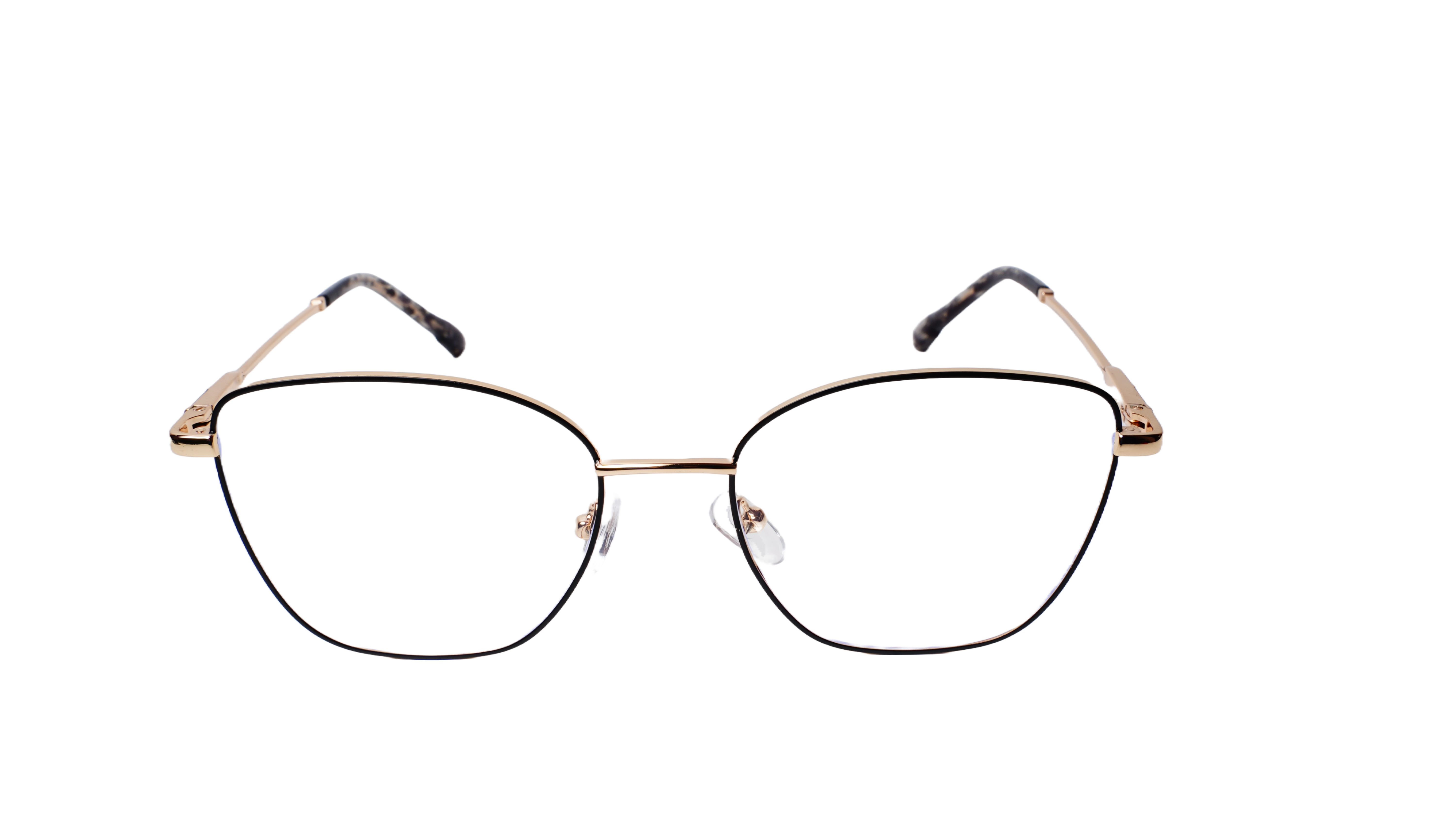 Soigné Female Medium Cat Eye Spectacle Frame.Black&Golden
