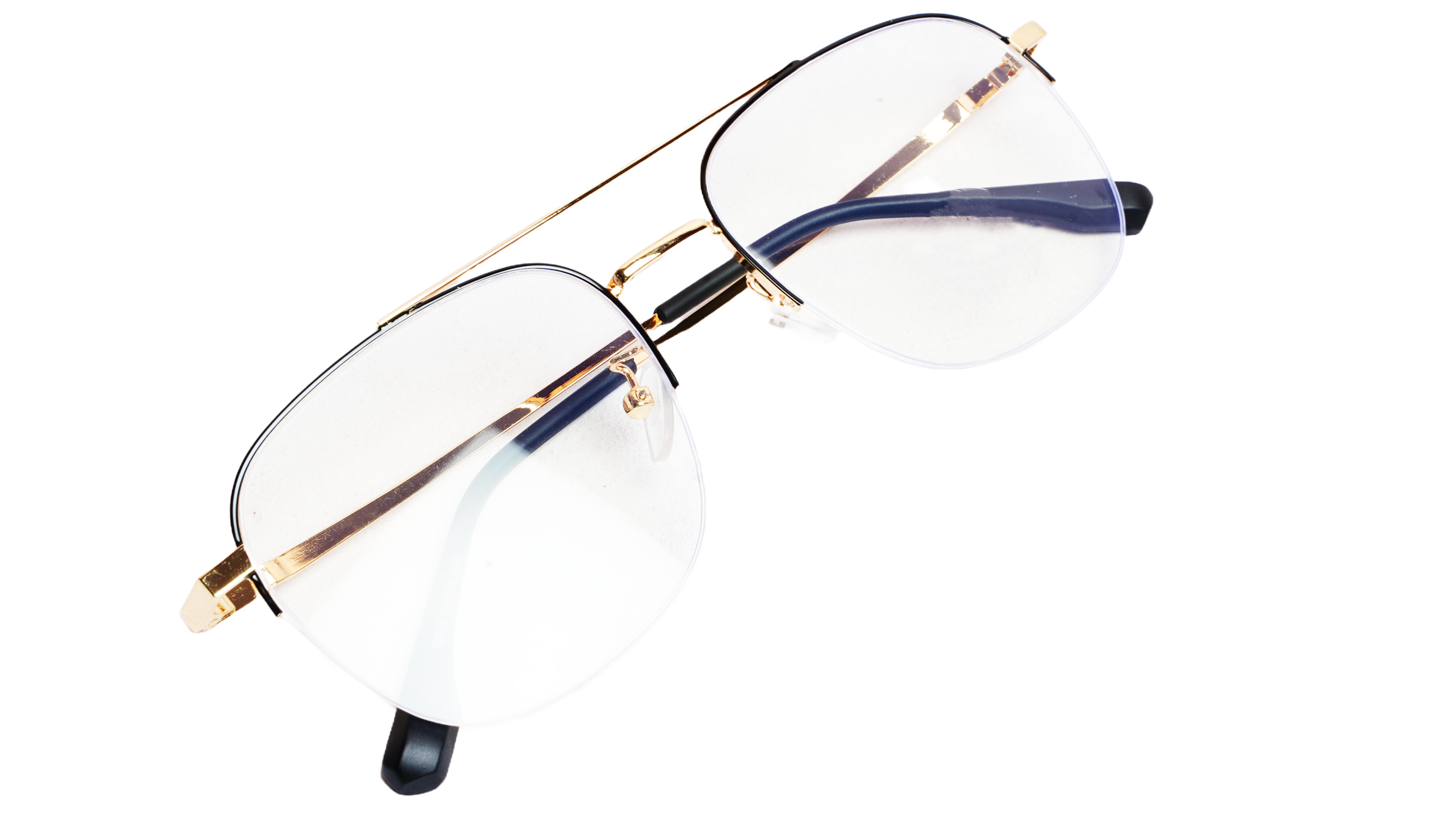 Soigné Unisex Half Rimmed Square Spectacle Frame.Gold&Black-Large