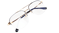 Soigné Unisex Half Rimmed Square Spectacle Frame.Gold&Black-Large Soigné Unisex Half Rimmed Square Spectacle Frame.Gold&Black-Large