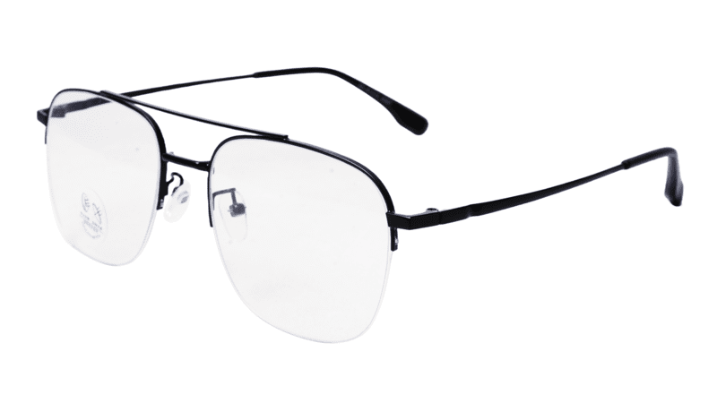 Soigné Unisex Half Rimmed Square Spectacle Frame.Matte Black-Large Soigné Unisex Half Rimmed Square Spectacle Frame.Matte Black-Large