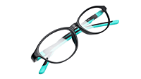 Soigné Kids&Teens Oval Spectacle Frame.Black&Green.(10-14)Y-Unisex Soigné Kids&Teens Oval Spectacle Frame.Black&Green.(10-14)Y-Unisex