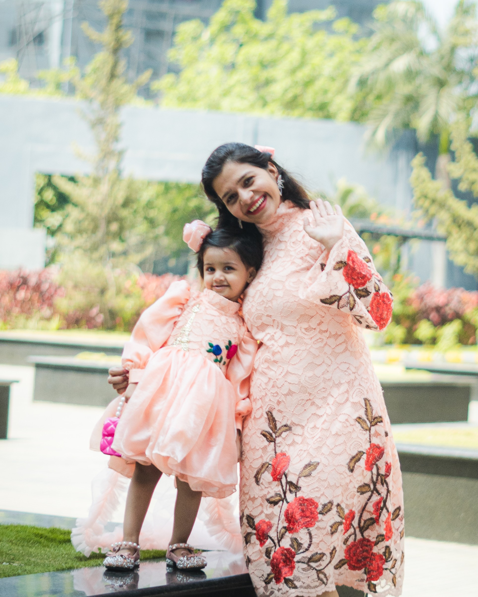 Lilac Whimsy Mother-Daughter Dress Set with Charming Rose Detail Lilac Whimsy Mother-Daughter Dress Set with Charming Rose Detail