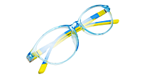 Soigné Kids&Teens Oval Spectacle Frame.Blue&Yellow.(10-14)Y-Unisex Soigné Kids&Teens Oval Spectacle Frame.Blue&Yellow.(10-14)Y-Unisex