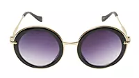 Soigné Female Oversized Round Sunglasses.Golden&Black Color