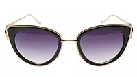 Soigné Female Oversized Cat Eye Sunglasses.Golden&Black