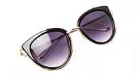 Soigné Female Oversized Cat Eye Sunglasses.Golden&Black
