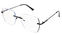 Soigné Unisex Square Rimless Spectacle Frame.Black-Large