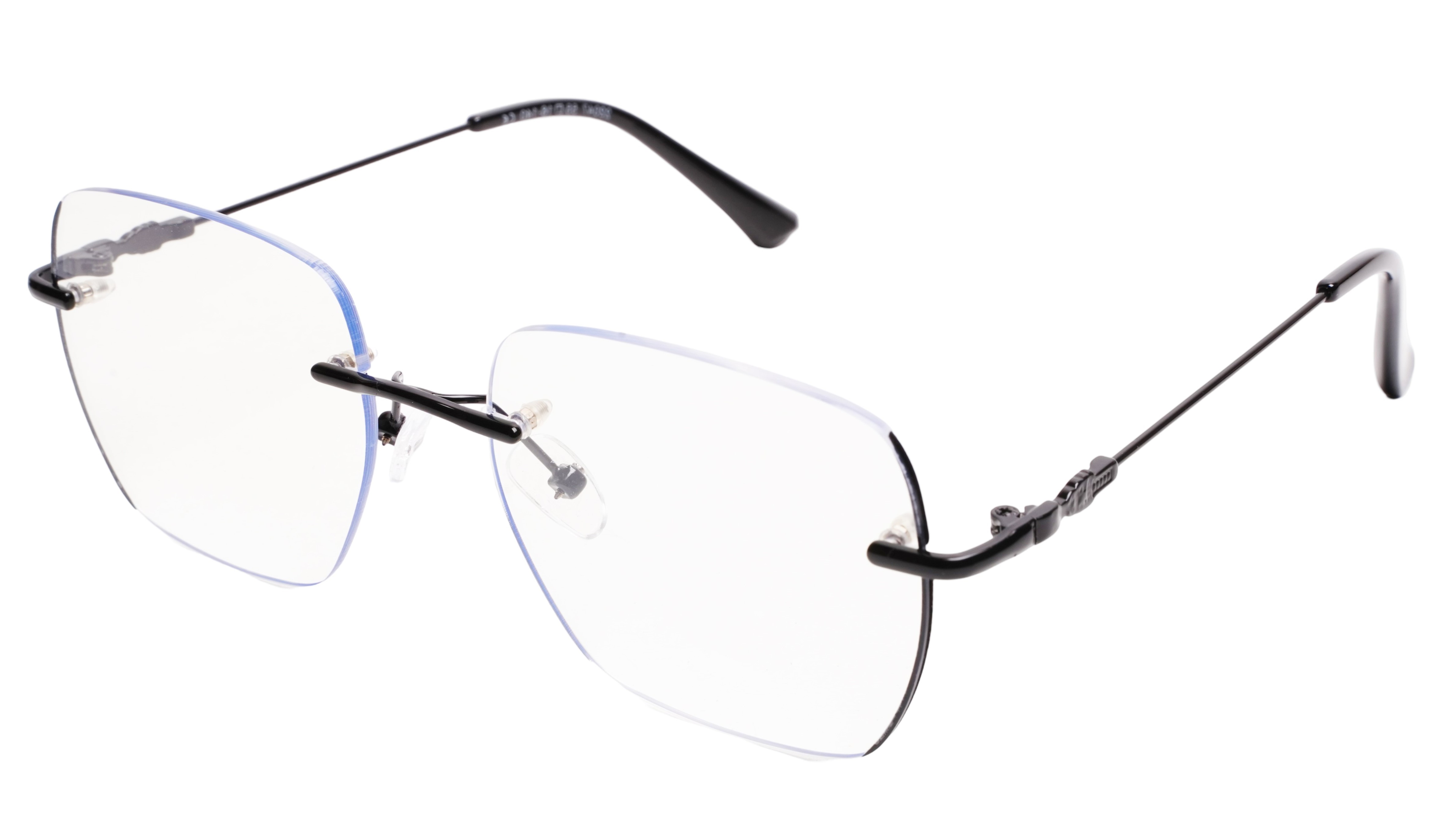 Soigné Unisex Square Rimless Spectacle Frame.Black-Large