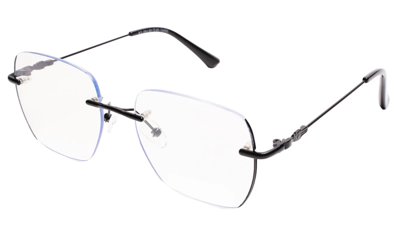 Soigné Unisex Square Rimless Spectacle Frame.Black-Large