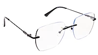 Soigné Unisex Square Rimless Spectacle Frame.Black-Large