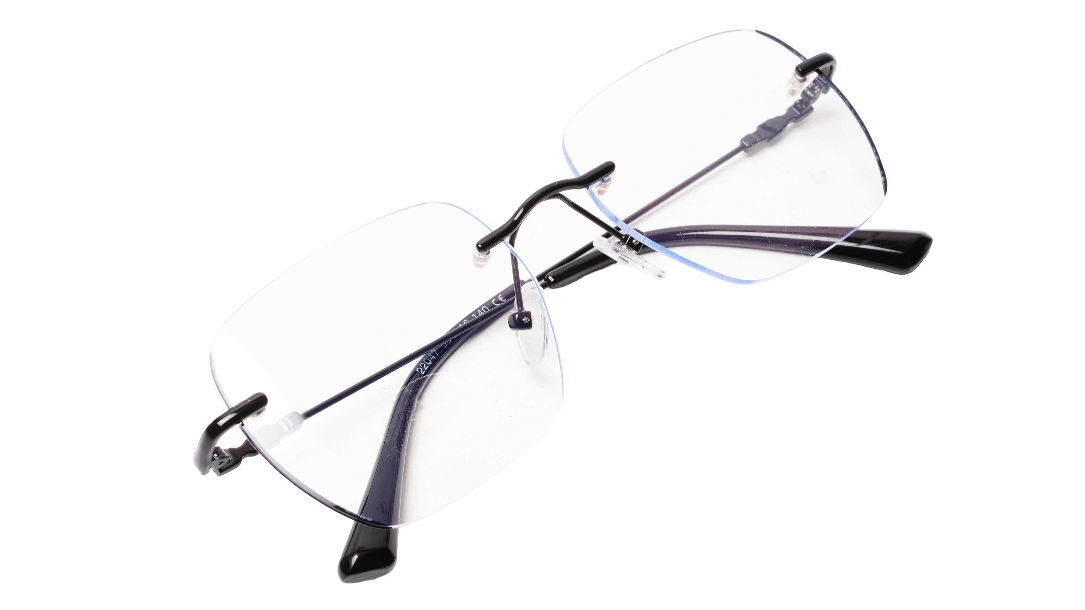 Soigné Unisex Square Rimless Spectacle Frame.Black-Large