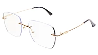 Soigné Unisex Square Rimless Spectacle Frame.Golden-Large