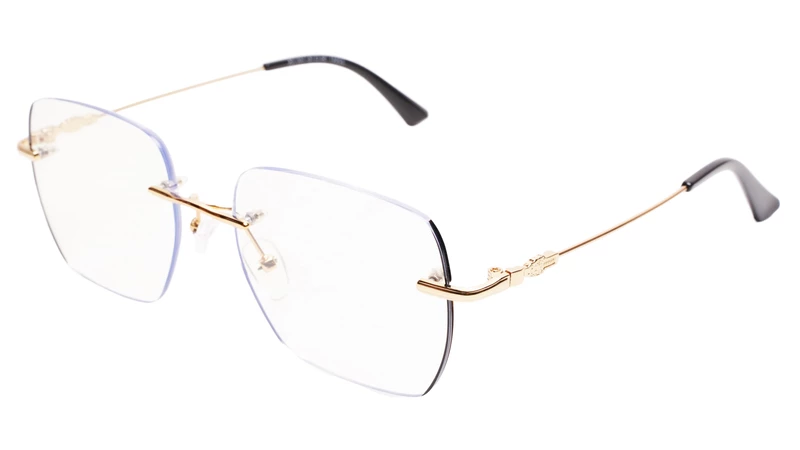Soigné Unisex Square Rimless Spectacle Frame.Golden-Large