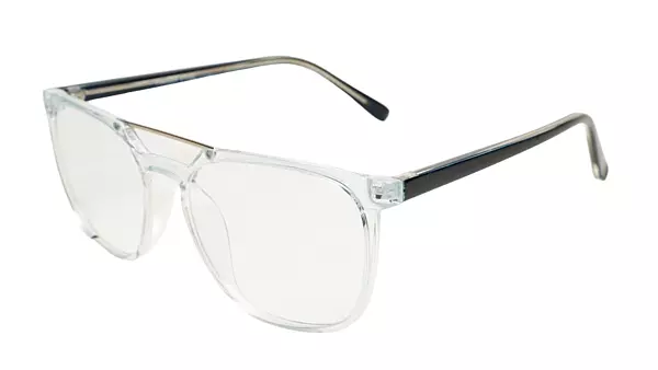 Soigné Unisex Large Square Spectacle Frame.Transparent&Black