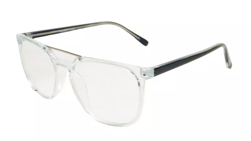 Soigné Unisex Large Square Spectacle Frame.Transparent&Black