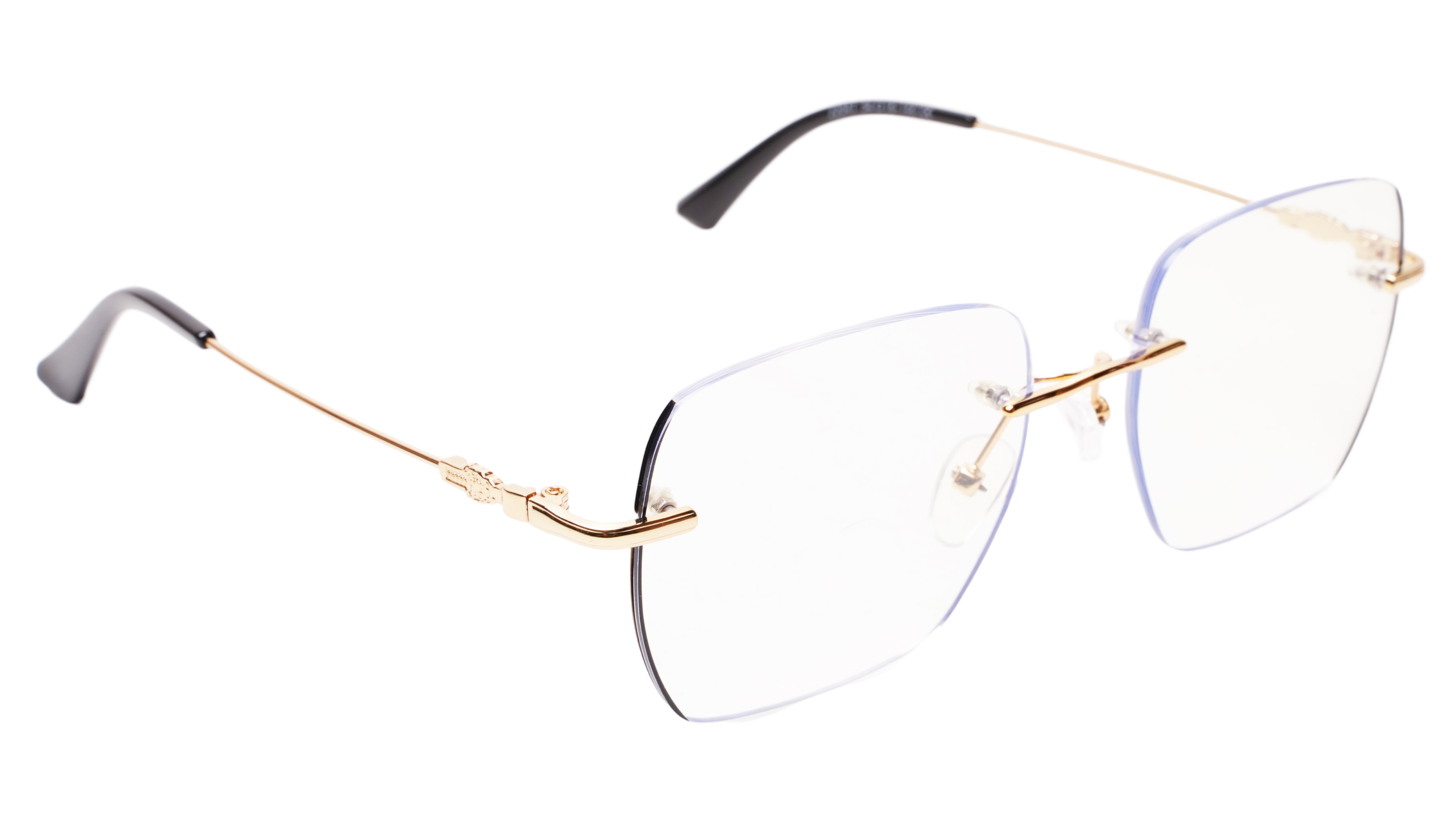 Soigné Unisex Square Rimless Spectacle Frame.Golden-Large Soigné Unisex Square Rimless Spectacle Frame.Golden-Large