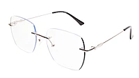 Soigné Unisex Square Rimless Spectacle Frame.Silver&Black-Large