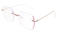 Soigné Female Square Rimless Spectacle Frame.Rose Gold&Pink-Large