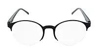 Soigné Unisex Black&Gray Half Rim Round Spectacle Frame-Medium