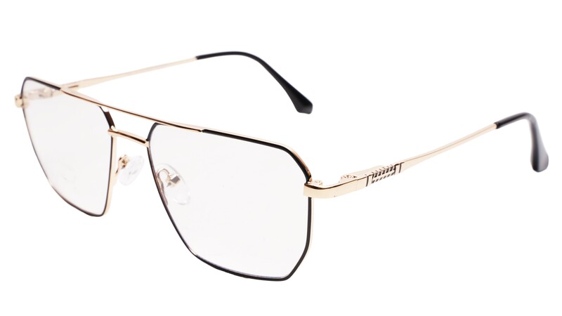 Soigné Unisex Rectangular Spectacle Frame.Black&Gold-Medium Soigné Unisex Rectangular Spectacle Frame.Black&Gold-Medium