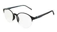 Soigné Unisex Black&Gray Half Rim Round Spectacle Frame-Medium