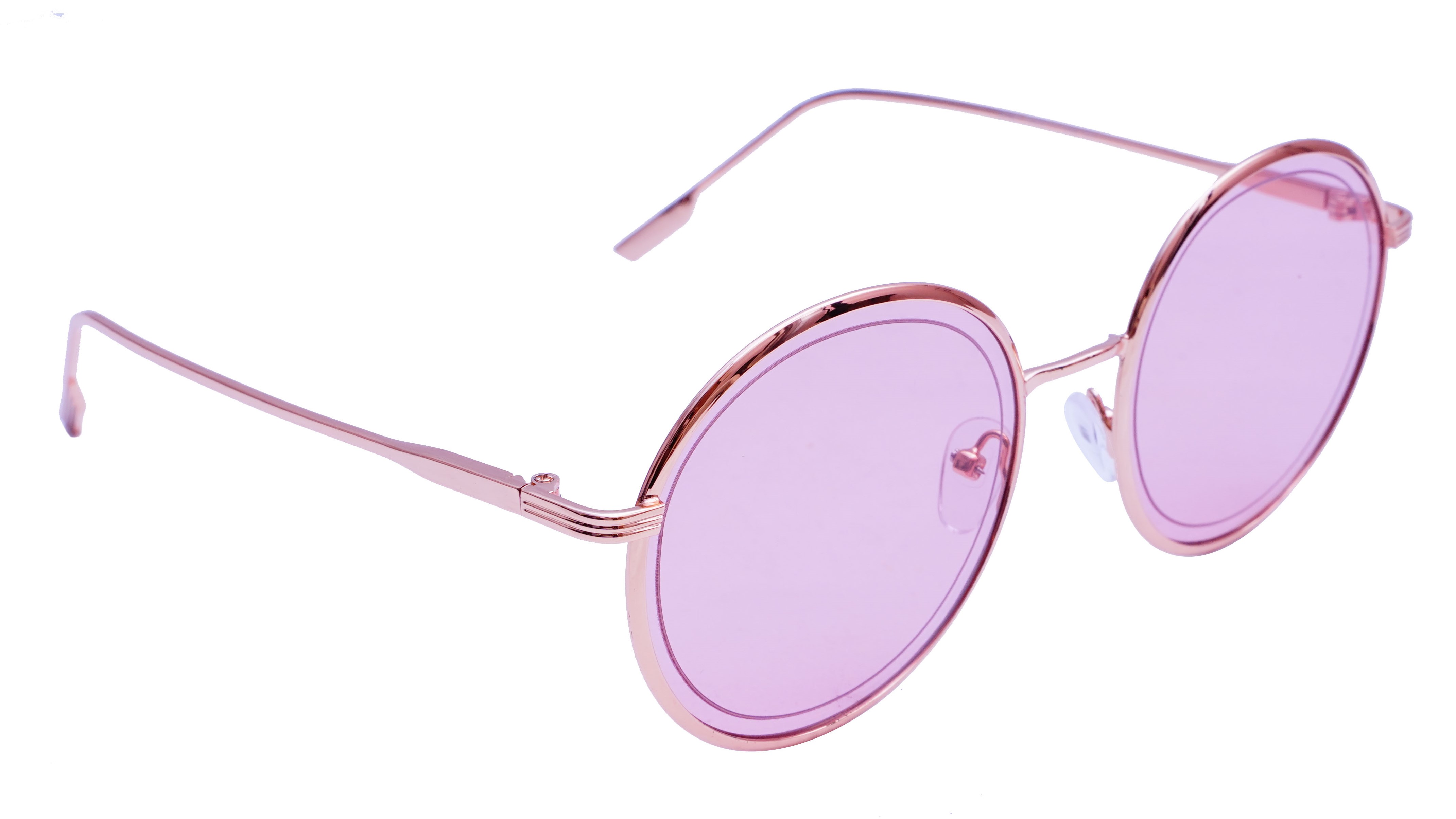 Female Medium Round Sunglasses. Golden Frame.