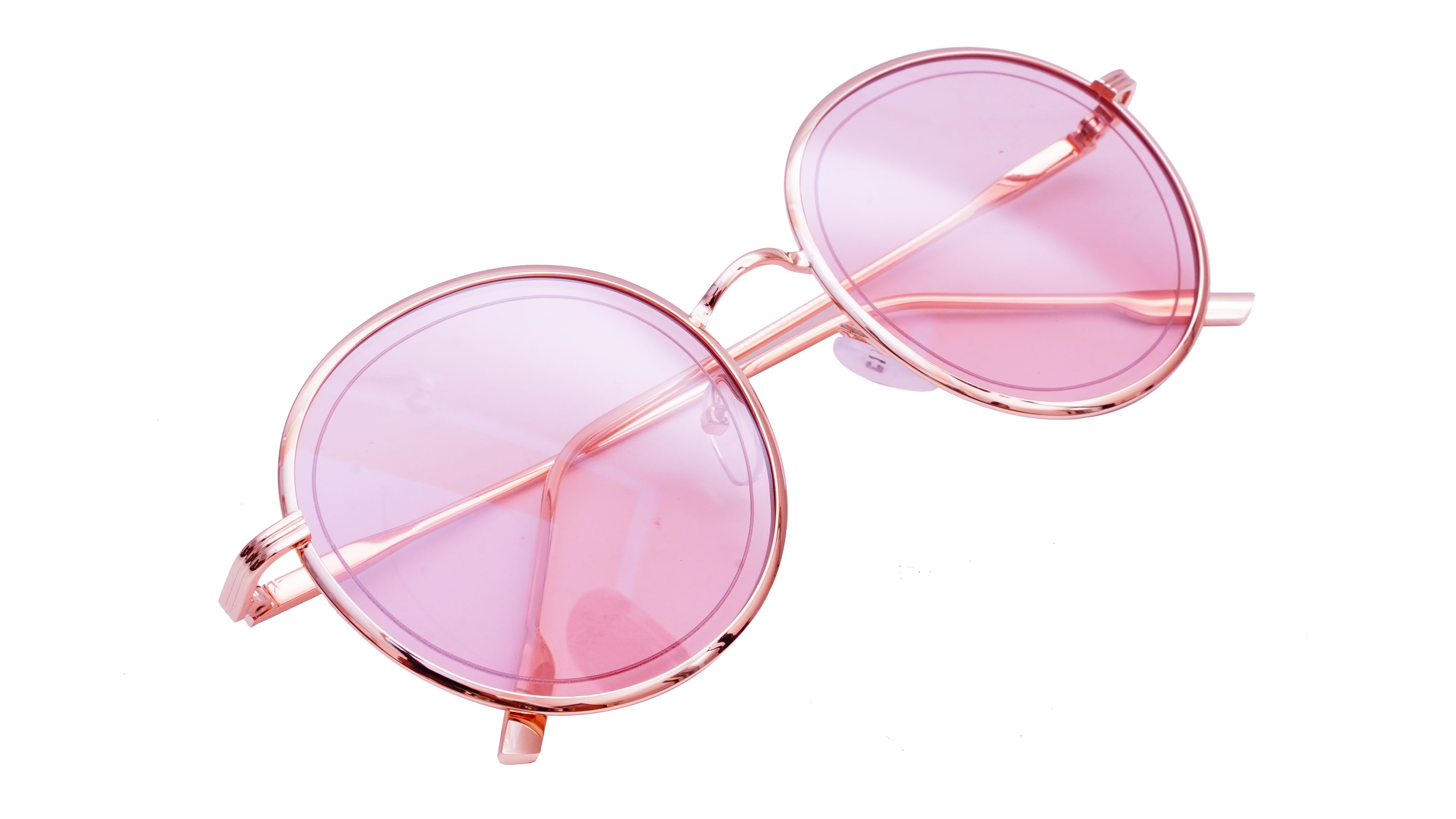 Female Medium Round Sunglasses. Golden Frame.