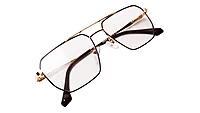 Soigné Unisex Rectangular Spectacle Frame.Brown&Gold-Medium