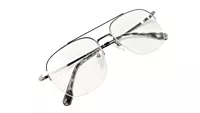 Soigné Unisex Half Rimmed Square Spectacle Frame.Gray-Large