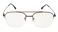 Soigné Unisex Half Rimmed Square Spectacle Frame.Bronze-Large