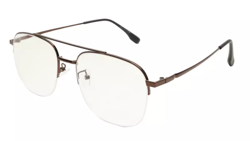 Soigné Unisex Half Rimmed Square Spectacle Frame.Bronze-Large