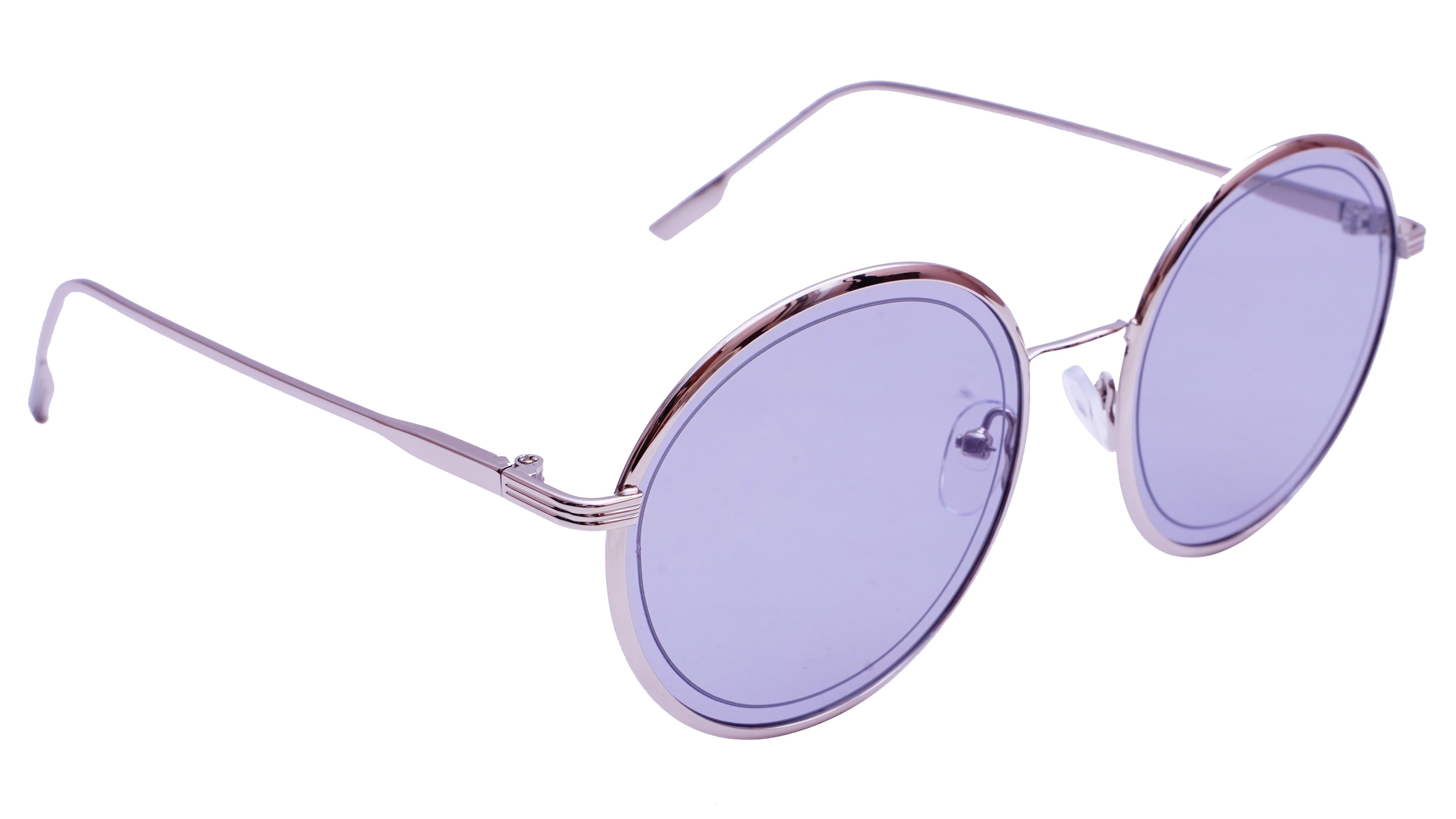 Female Medium Round Sunglasses. Silver Frame.