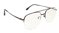 Soigné Unisex Half Rimmed Square Spectacle Frame.Bronze-Large
