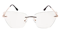 Soigné Female Oversized Rimless CatEye Spectacle Frame.RoseGold&Black