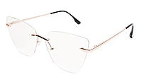 Soigné Female Oversized Rimless CatEye Spectacle Frame.RoseGold&Black
