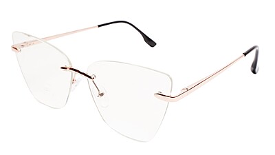 Soigné Female Oversized Rimless CatEye Spectacle Frame.RoseGold&Black
