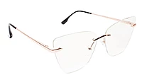 Soigné Female Oversized Rimless CatEye Spectacle Frame.RoseGold&Black