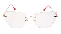 Soigné Female Oversized Rimless CatEye Spectacle Frame.RoseGold&Pink
