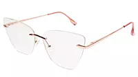 Soigné Female Oversized Rimless CatEye Spectacle Frame.RoseGold&Pink