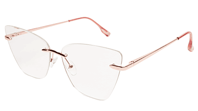 Soigné Female Oversized Rimless CatEye Spectacle Frame.RoseGold&Pink