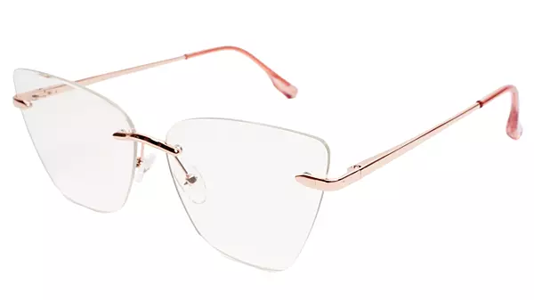 Soigné Female Oversized Rimless CatEye Spectacle Frame.RoseGold&Pink