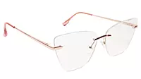 Soigné Female Oversized Rimless CatEye Spectacle Frame.RoseGold&Pink