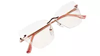 Soigné Female Oversized Rimless CatEye Spectacle Frame.RoseGold&Pink