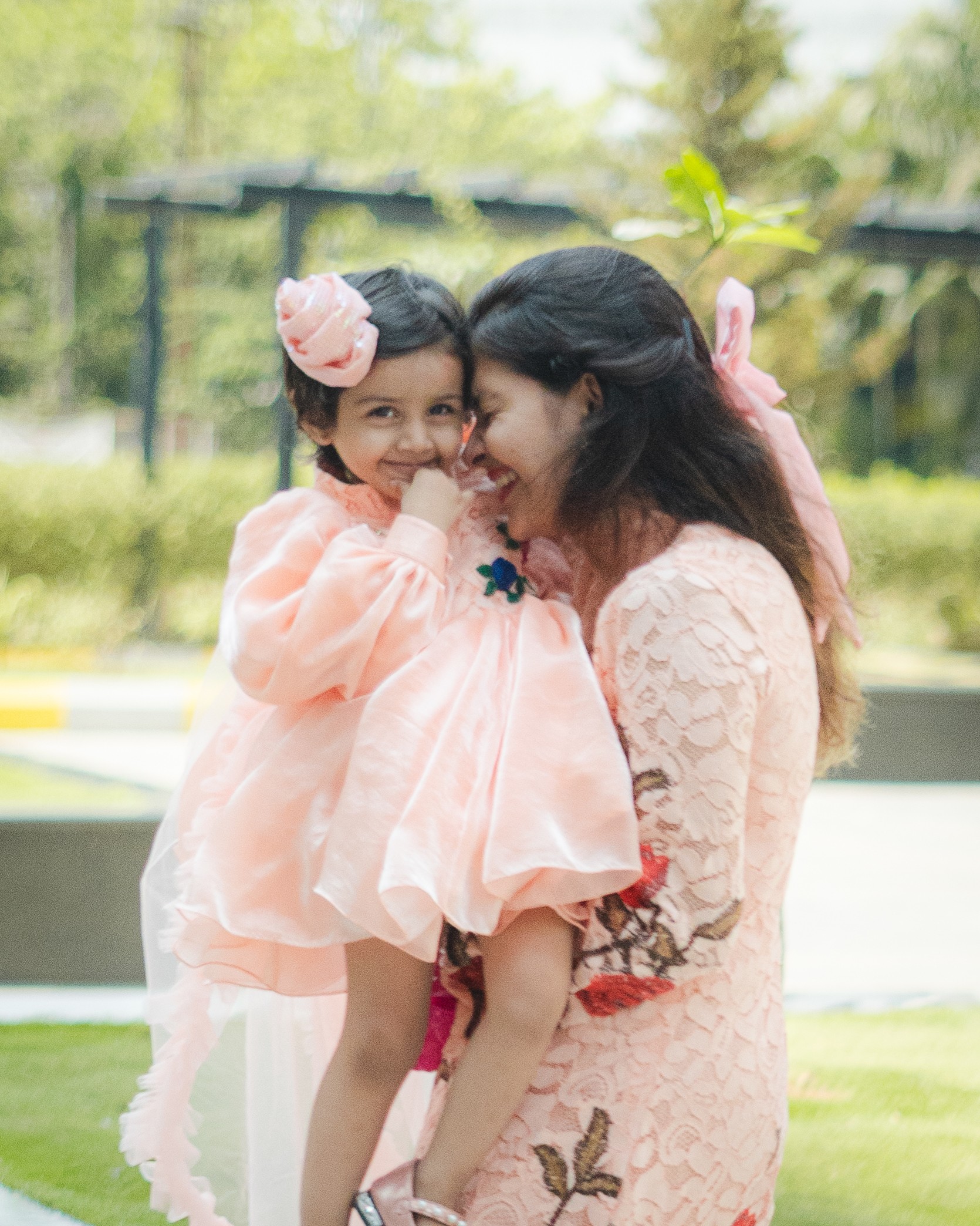 Lilac Whimsy Mother-Daughter Dress Set with Charming Rose Detail Lilac Whimsy Mother-Daughter Dress Set with Charming Rose Detail