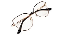 Soigné Female Oversize Cat Eye Spectacle Frame.Gold&Black Soigné Female Oversize Cat Eye Spectacle Frame.Gold&Black