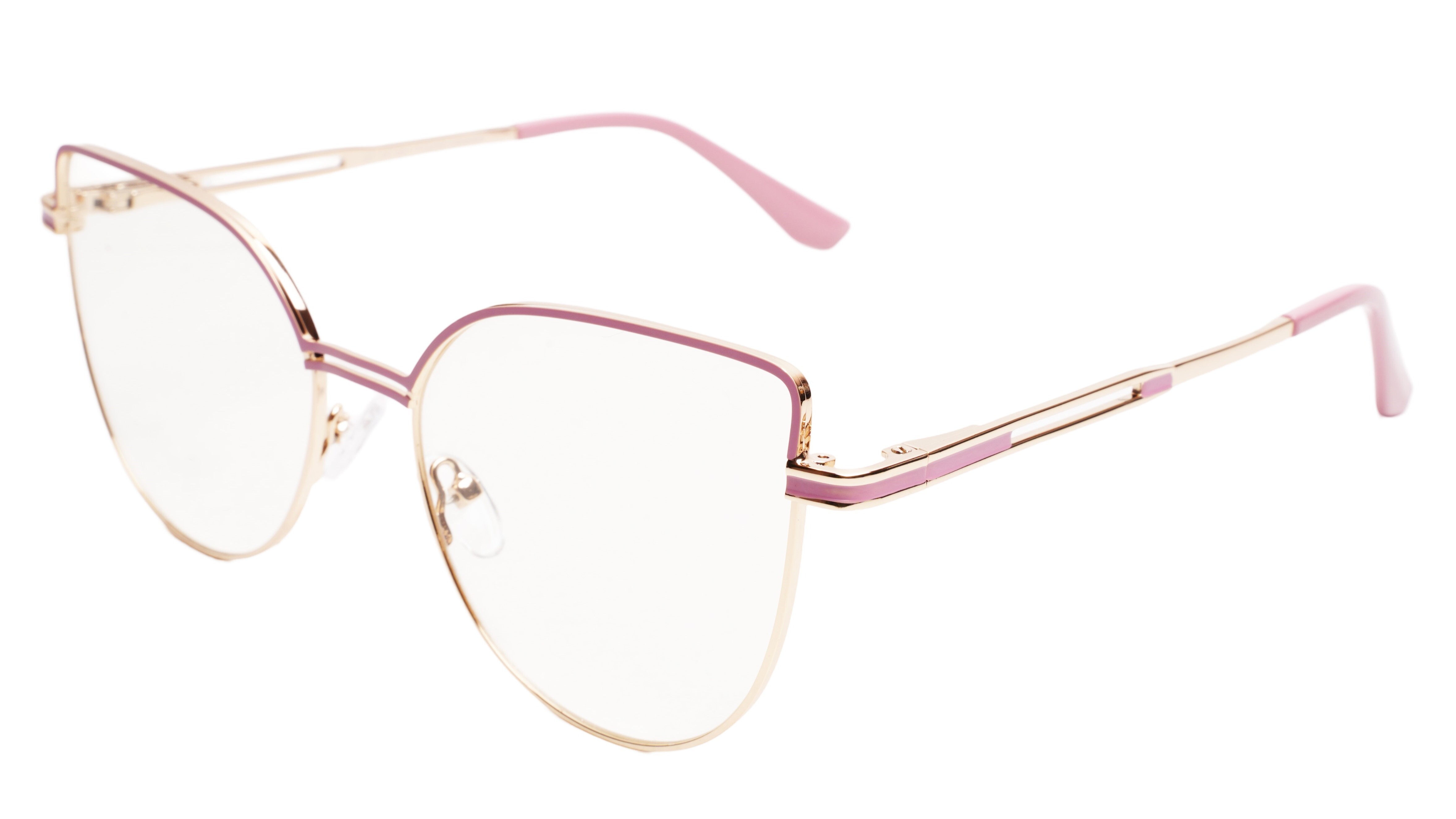 Soigné Female Oversize Cat Eye Spectacle Frame.Gold&Pink