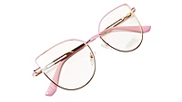 Soigné Female Oversize Cat Eye Spectacle Frame.Gold&Pink